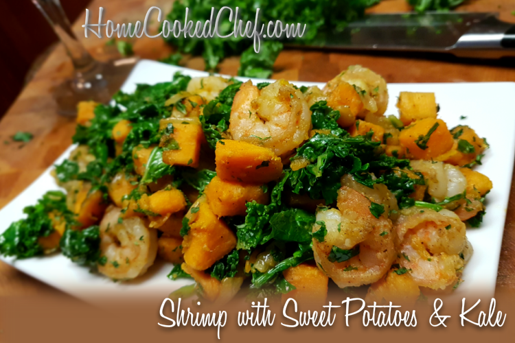 Shrimp with Sweet Potatoes Kale